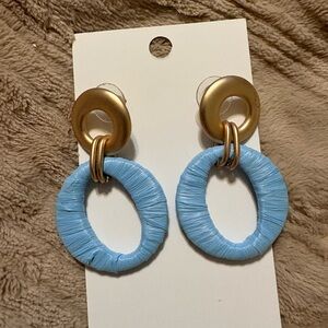 Gold and Blue Hoop Earrings